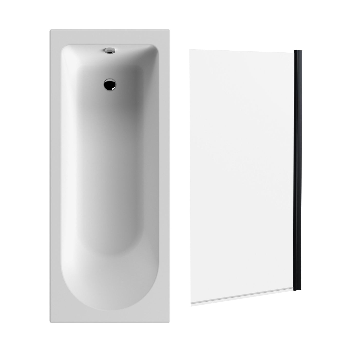 [BBSE60939] Round Single Ended 1700x700 Bath Set - Leg Set & Black Screen - Cutout