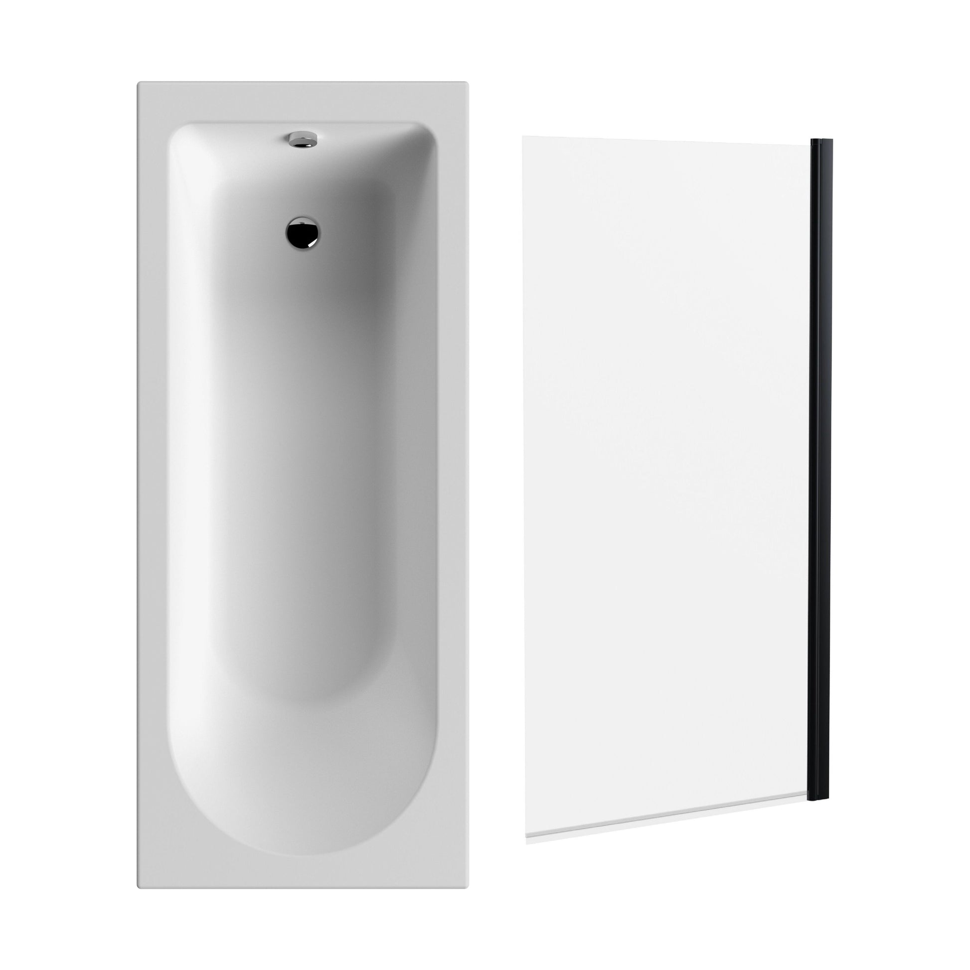 [BBSE60939] Round Single Ended 1700x700 Bath Set - Leg Set & Black Screen - Cutout