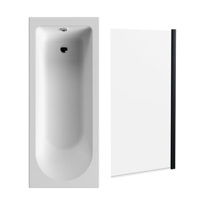 [BBSE60939] Round Single Ended 1700x700 Bath Set - Leg Set & Black Screen - Cutout