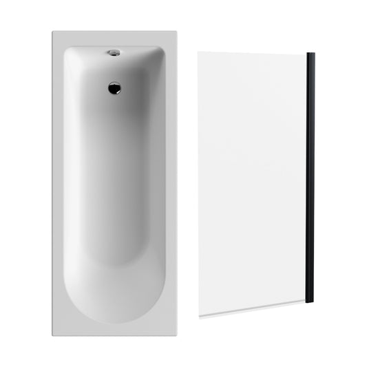 [BBSE60939] Round Single Ended 1700x700 Bath Set - Leg Set & Black Screen - Cutout