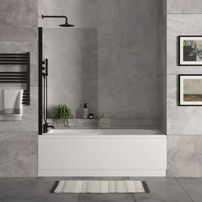 [BBSE60940] Round Single Ended 1700x700 Bath Set - Leg Set, Black Screen & Chrome Waste - Lifestyle 1
