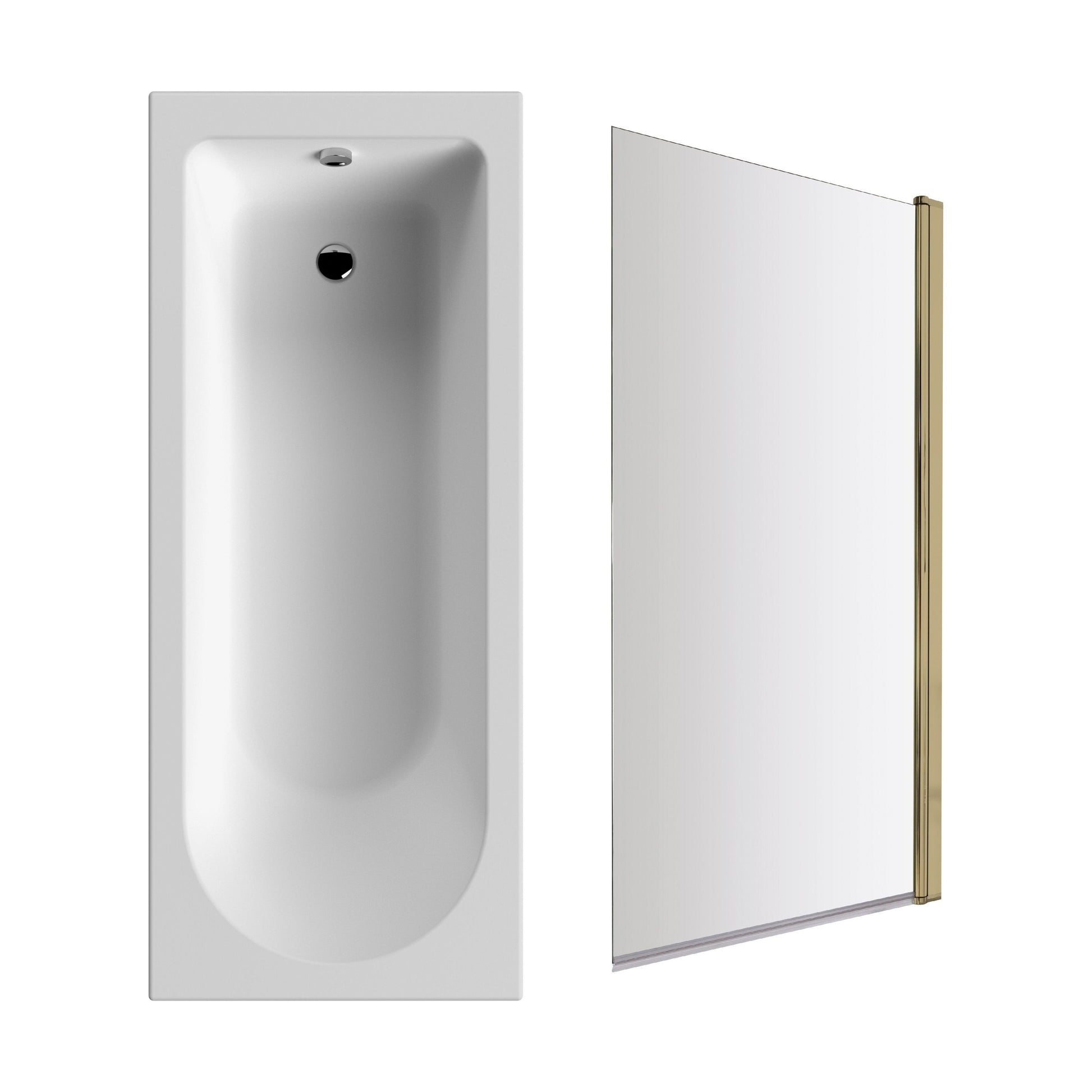 [BBSE60942] Round Single Ended 1700x700 Bath Set - Front Bath Panel & Brushed Brass Screen - Cutout