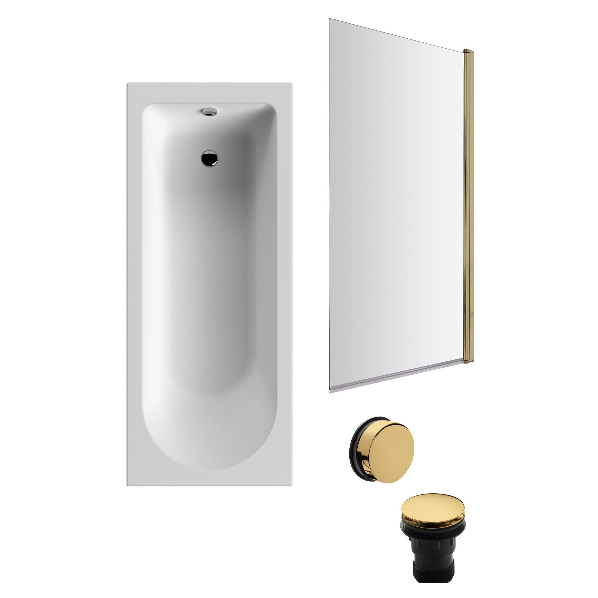 [BBSE60944] Round Single Ended 1700x700 Bath Set - Front Bath Panel & Brushed Brass Screen & Brushed Brass Waste - Cutout