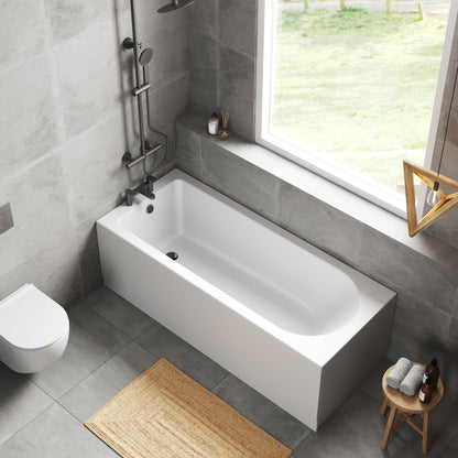 [BBSE60949] Round Single Ended 1700x700 Bath Set - Leg Set & Black Waste - Lifestyle 2