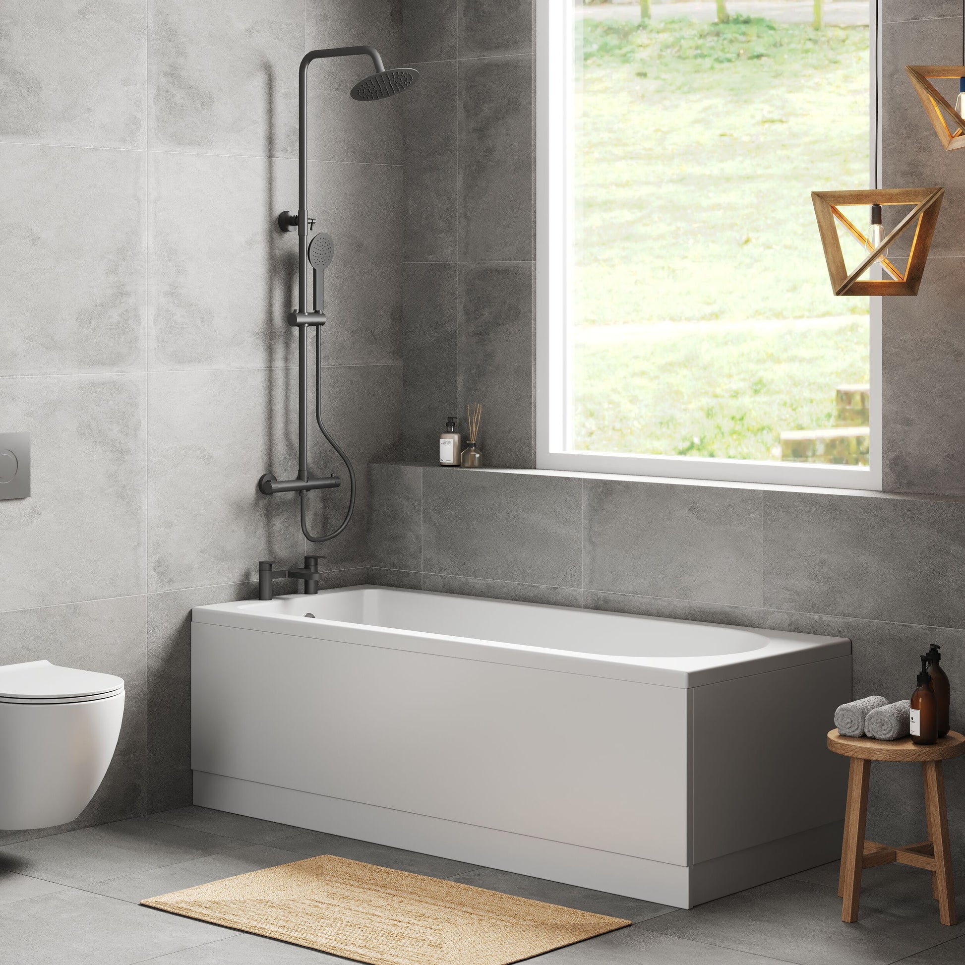 [BBSE60949] Round Single Ended 1700x700 Bath Set - Leg Set & Black Waste - Lifestyle 3