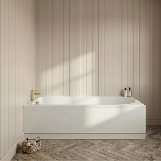 [BBSE60950] Round Single Ended 1700x700 Bath Set - Leg Set & Brushed Brass Waste - Silo