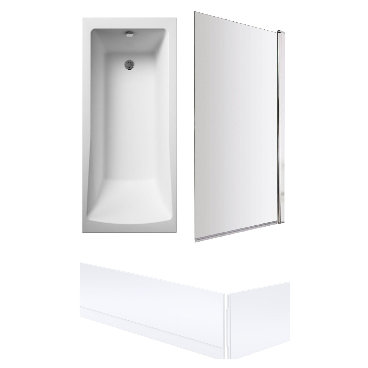 [BBSE60951] Square Single Ended 1700x700 with Leg Set, Chrome Screen & Front & End Bath Panels - Cutout