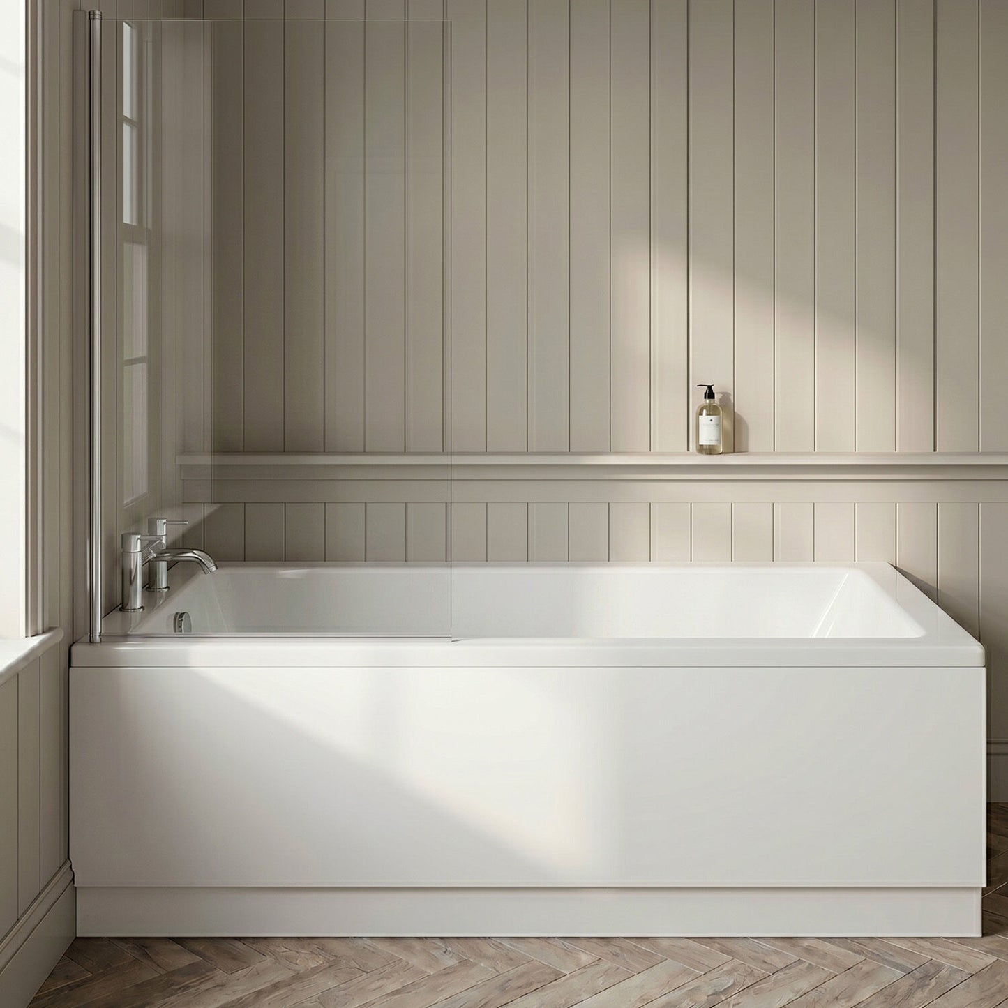 [BBSE60951] Square Single Ended 1700x700 with Leg Set, Chrome Screen & Front & End Bath Panels - Silo