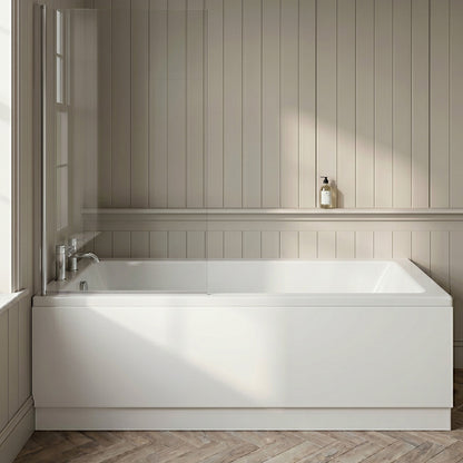 [BBSE60951] Square Single Ended 1700x700 with Leg Set, Chrome Screen & Front & End Bath Panels - Silo