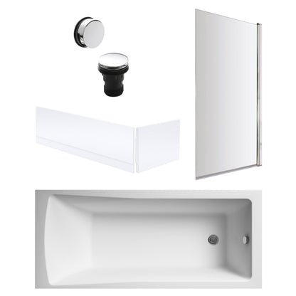 [BBSE60952] Square Single Ended 1700x700 with Panels & Chrome Screen & Chrome Waste - Cutout