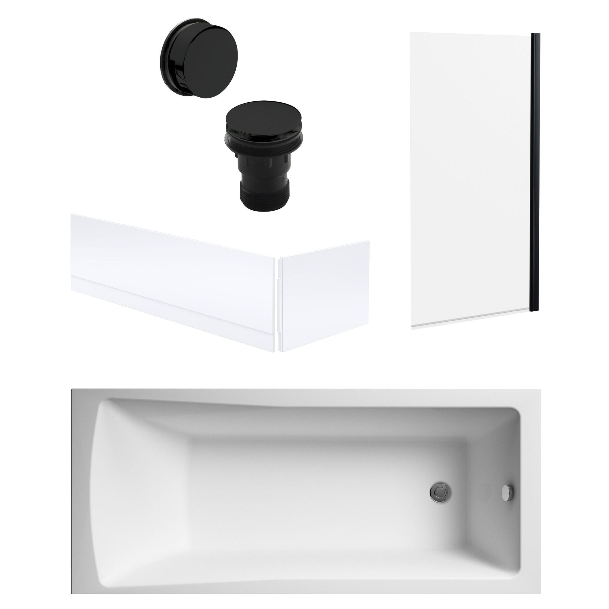 [BBSE60957] Square Single Ended 1700x700 with Panels & Black Screen & Black Waste - Cutout