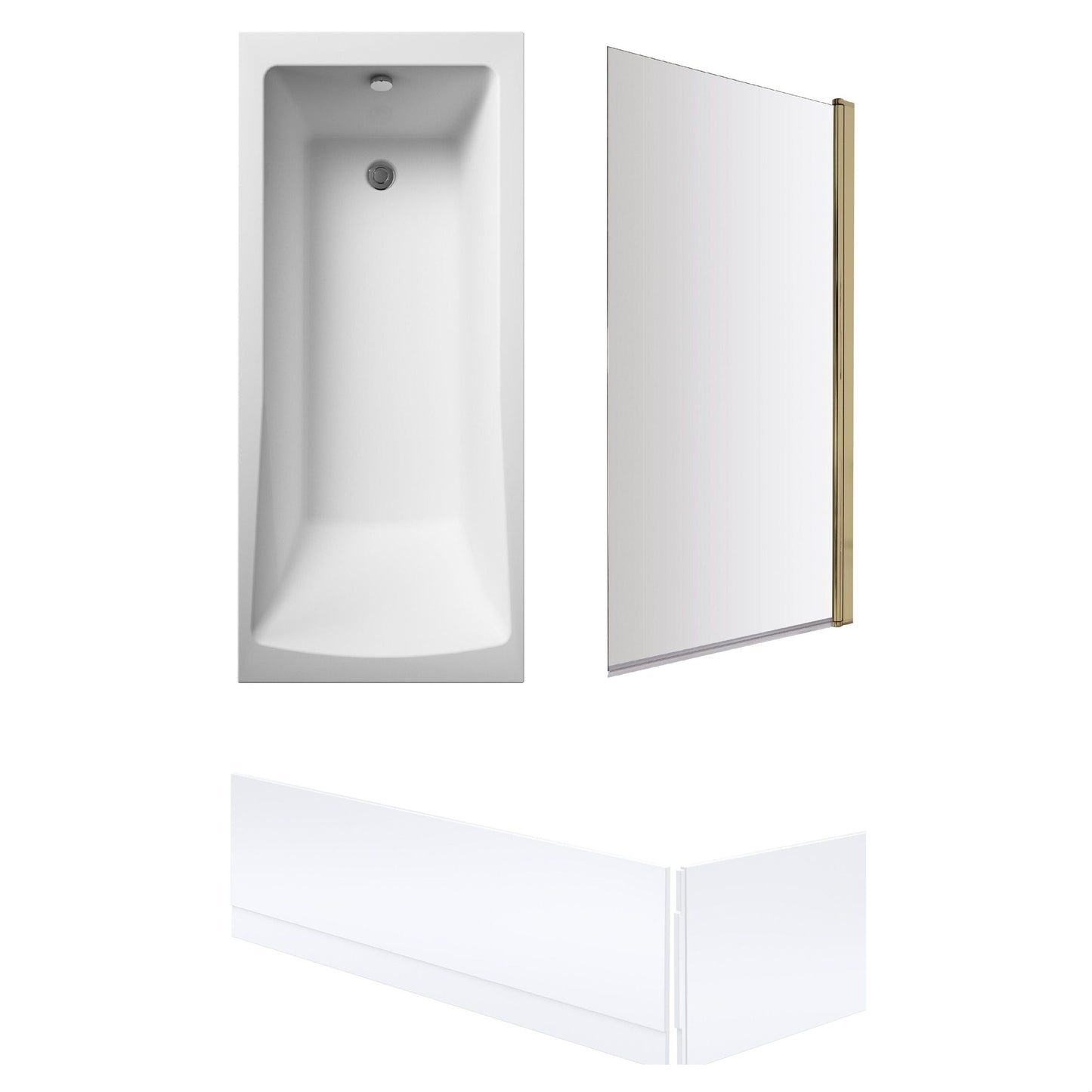 [BBSE60958] Square Single Ended 1700x700 with Panles & Leg Set, Brushed Brass Screen - Cutout