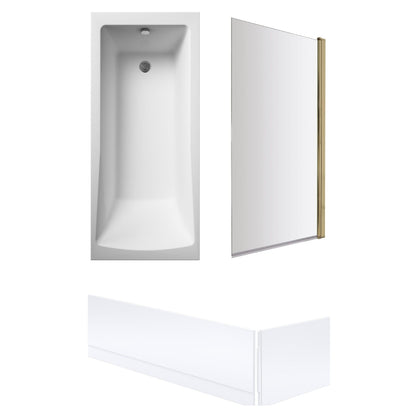 [BBSE60958] Square Single Ended 1700x700 with Panles & Leg Set, Brushed Brass Screen - Cutout