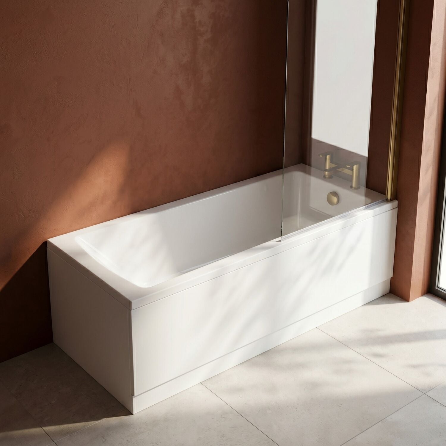 [BBSE60958] Square Single Ended 1700x700 with Panles & Leg Set, Brushed Brass Screen - Silo
