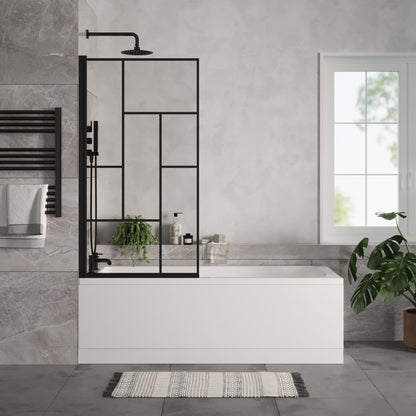 [BBSE60961] Square Single Ended 1700x700 with Leg Set, Black Abstract Framed Screen & Panels - Lifestyle 1