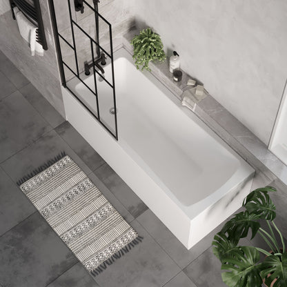 [BBSE60961] Square Single Ended 1700x700 with Leg Set, Black Abstract Framed Screen & Panels - Lifestyle 2