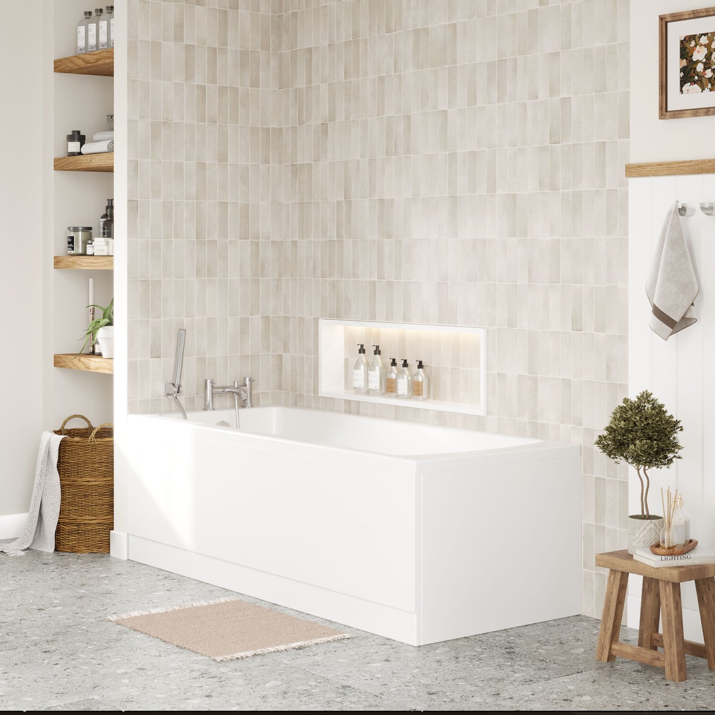 [BBSE60965] Square Single Ended 1700x700 with Leg Set, Chrome Waste & Front & End Bath Panels - Lifestyle 3