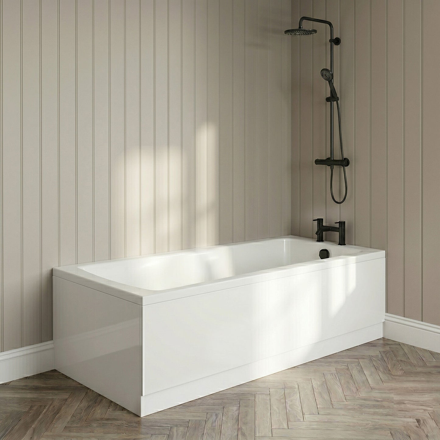 [BBSE60966] Square Single Ended 1700x700 with Leg Set, Black Waste & Front & End Bath Panels - Silo