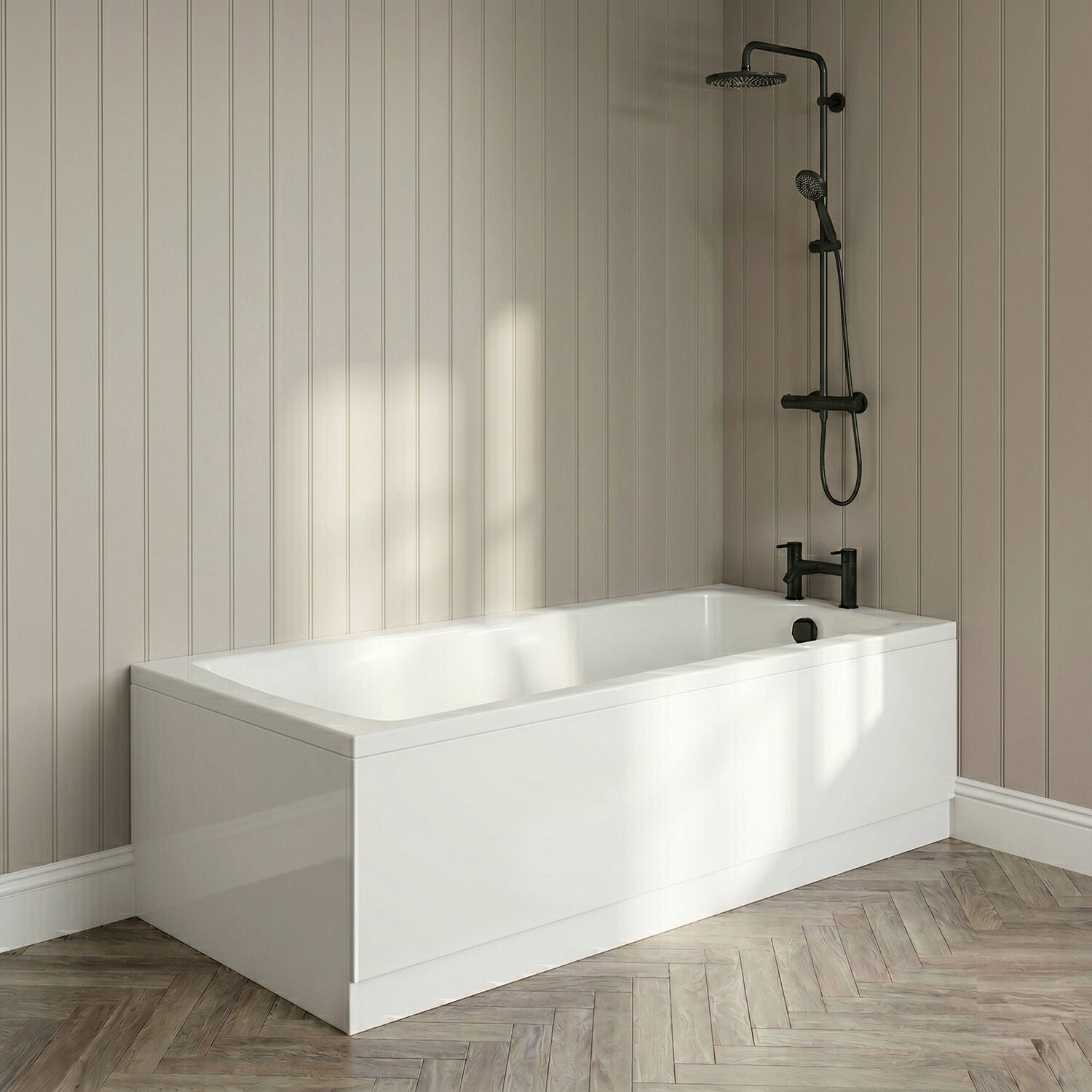 [BBSE60966] Square Single Ended 1700x700 with Leg Set, Black Waste & Front & End Bath Panels - Silo