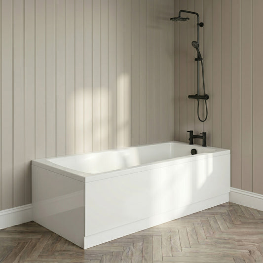 [BBSE60966] Square Single Ended 1700x700 with Leg Set, Black Waste & Front & End Bath Panels - Silo