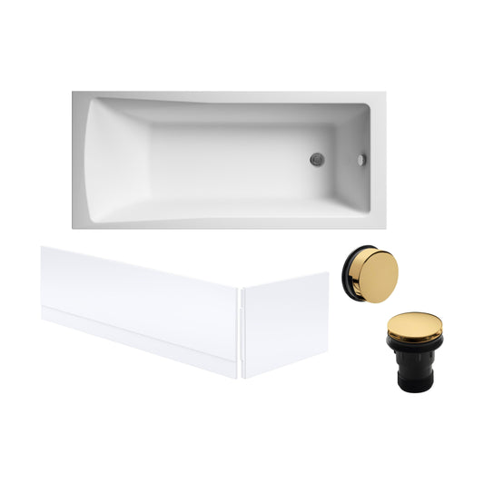 [BBSE60967] Square Single Ended 1700x700 with Leg Set, Brushed Brass Waste & Front & End Bath Panels - Cutout
