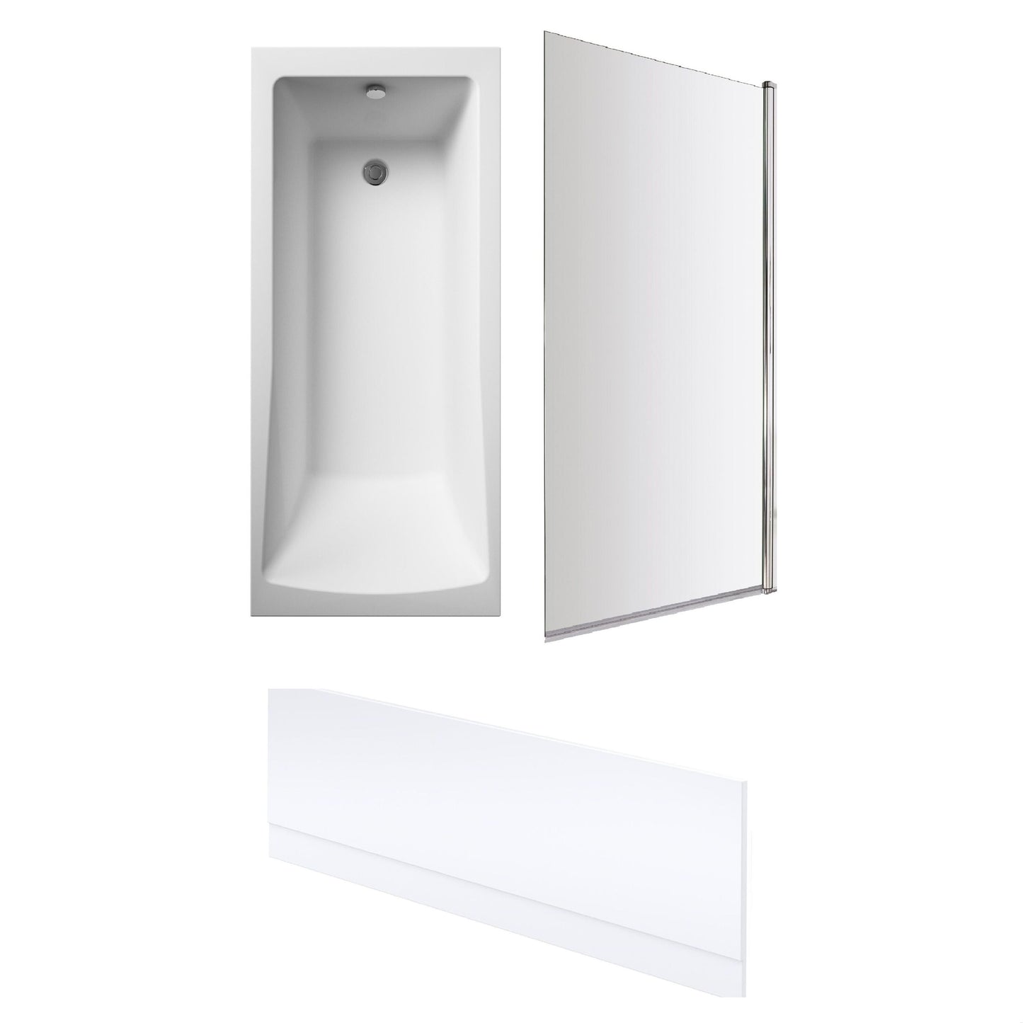 [BBSE60968] Square Single Ended 1700x700 with Leg Set & Chrome Screen & Front Bath Panel - Cutout