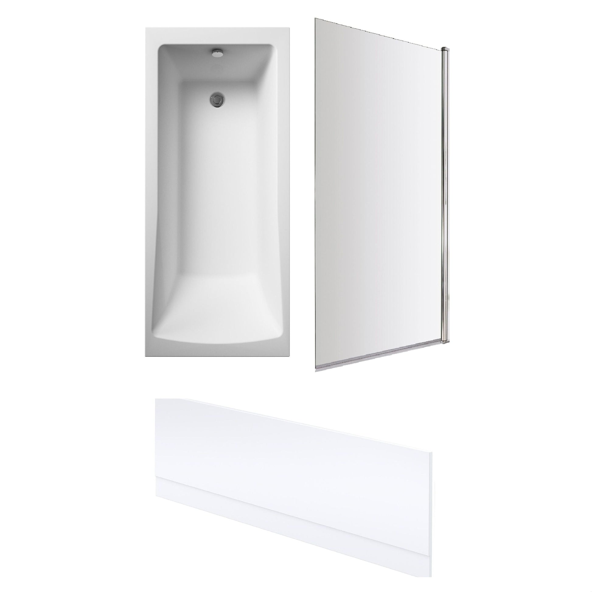 [BBSE60968] Square Single Ended 1700x700 with Leg Set & Chrome Screen & Front Bath Panel - Cutout