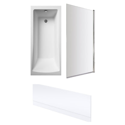 [BBSE60968] Square Single Ended 1700x700 with Leg Set & Chrome Screen & Front Bath Panel - Cutout