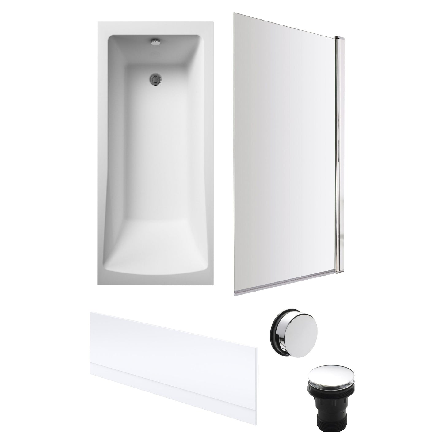 [BBSE60969] Square Single Ended 1700x700 with Front Bath Panel & Chrome Screen & Waste - Cutout