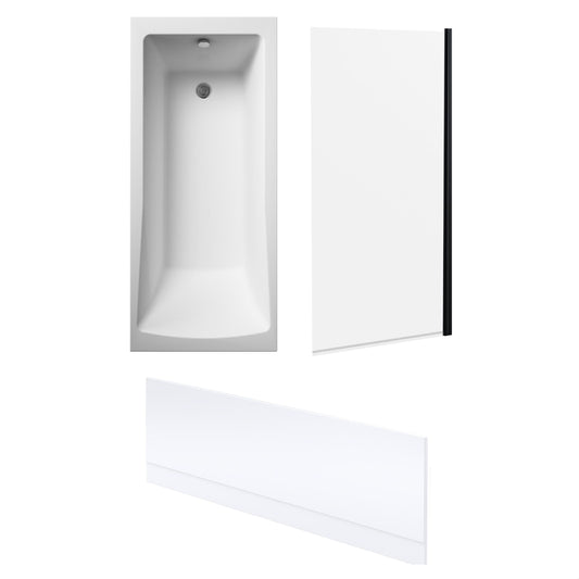 [BBSE60972] Square Single Ended 1700x700 with Leg Set & Black Screen & Front Bath Panel - Cutout