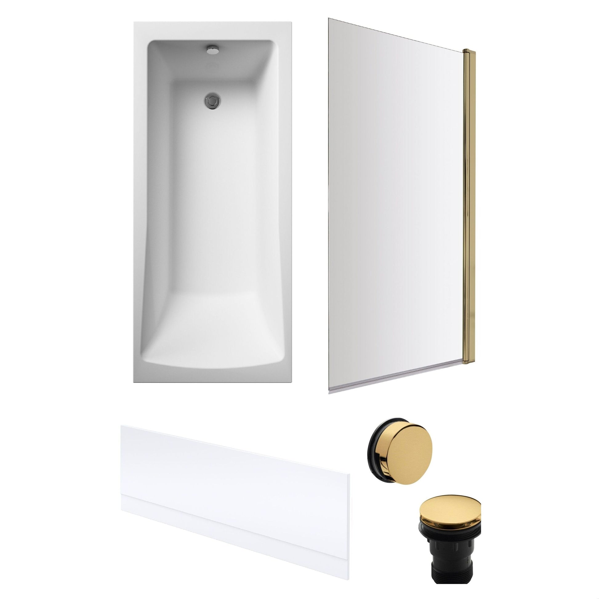 [BBSE60977] Square Single Ended 1700x700 with Front Bath Panel & Brushed Brass Screen & Brushed Brass Waste - Cutout