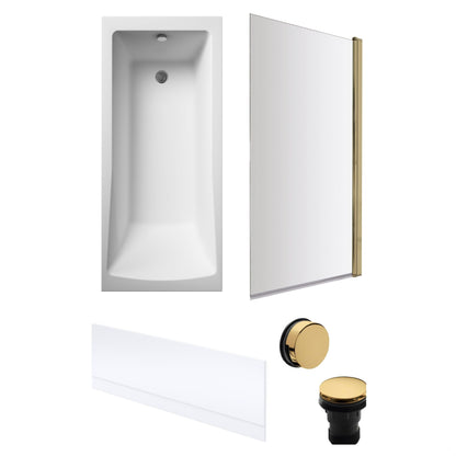 [BBSE60977] Square Single Ended 1700x700 with Front Bath Panel & Brushed Brass Screen & Brushed Brass Waste - Cutout