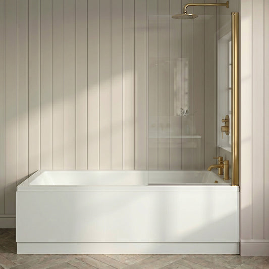 [BBSE60977] Square Single Ended 1700x700 with Front Bath Panel & Brushed Brass Screen & Brushed Brass Waste - Silo