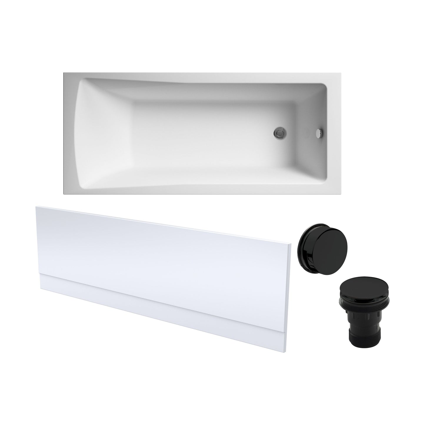 [BBSE60983] Square Single Ended 1700x700 with Leg Set & Black Waste & Front Bath Panel - Cutout