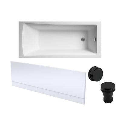 [BBSE60983] Square Single Ended 1700x700 with Leg Set & Black Waste & Front Bath Panel - Cutout