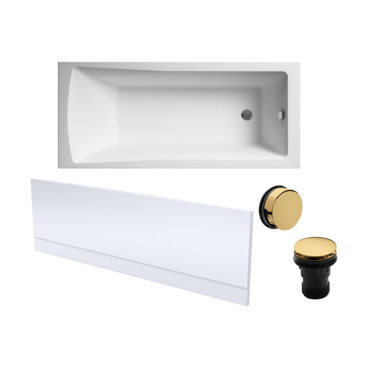 [BBSE60984] Square Single Ended 1700x700 with Leg Set & Brushed Brass Waste & Front Bath Panel - Cutout