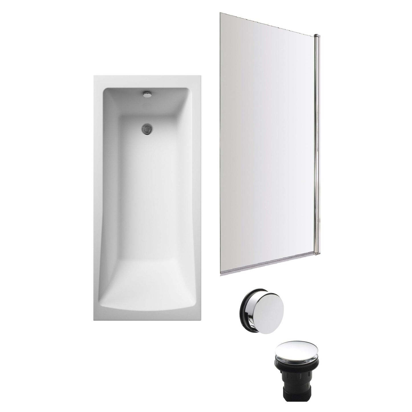 [BBSE60986] Square Single Ended 1700x700 with Leg Set & Chrome Screen & Chrome Waste - Cutout