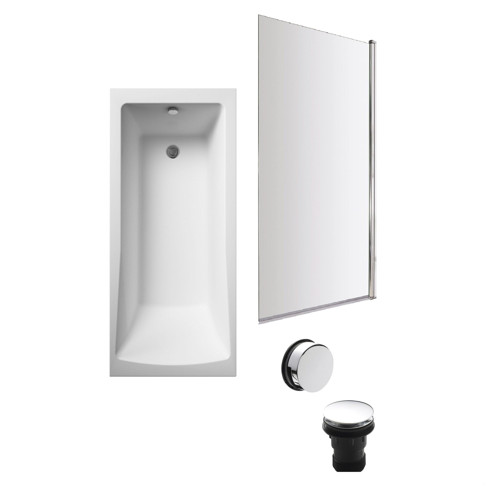 [BBSE60986] Square Single Ended 1700x700 with Leg Set & Chrome Screen & Chrome Waste - Cutout