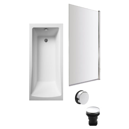 [BBSE60986] Square Single Ended 1700x700 with Leg Set & Chrome Screen & Chrome Waste - Cutout
