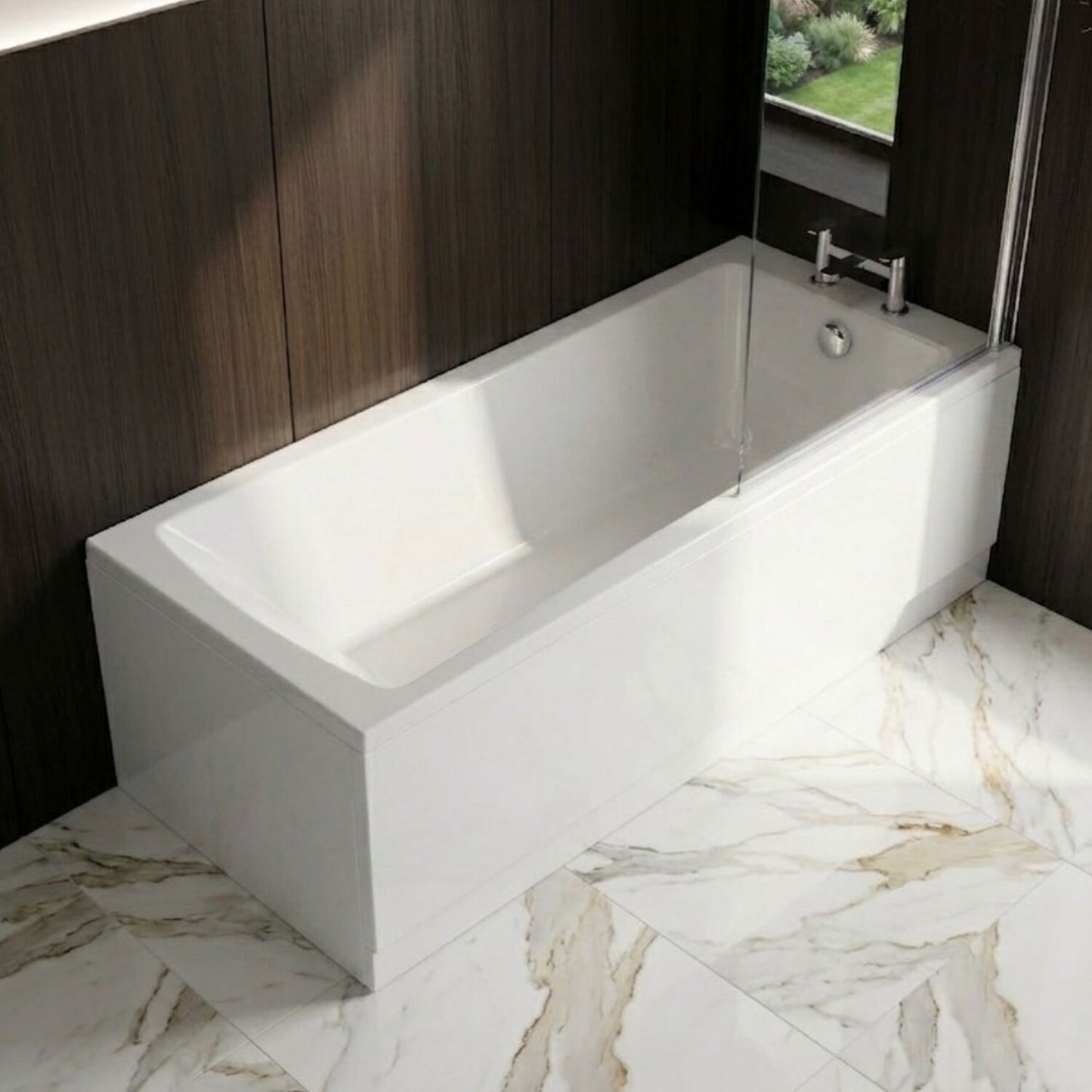 [BBSE60986] Square Single Ended 1700x700 with Leg Set & Chrome Screen & Chrome Waste - Silo