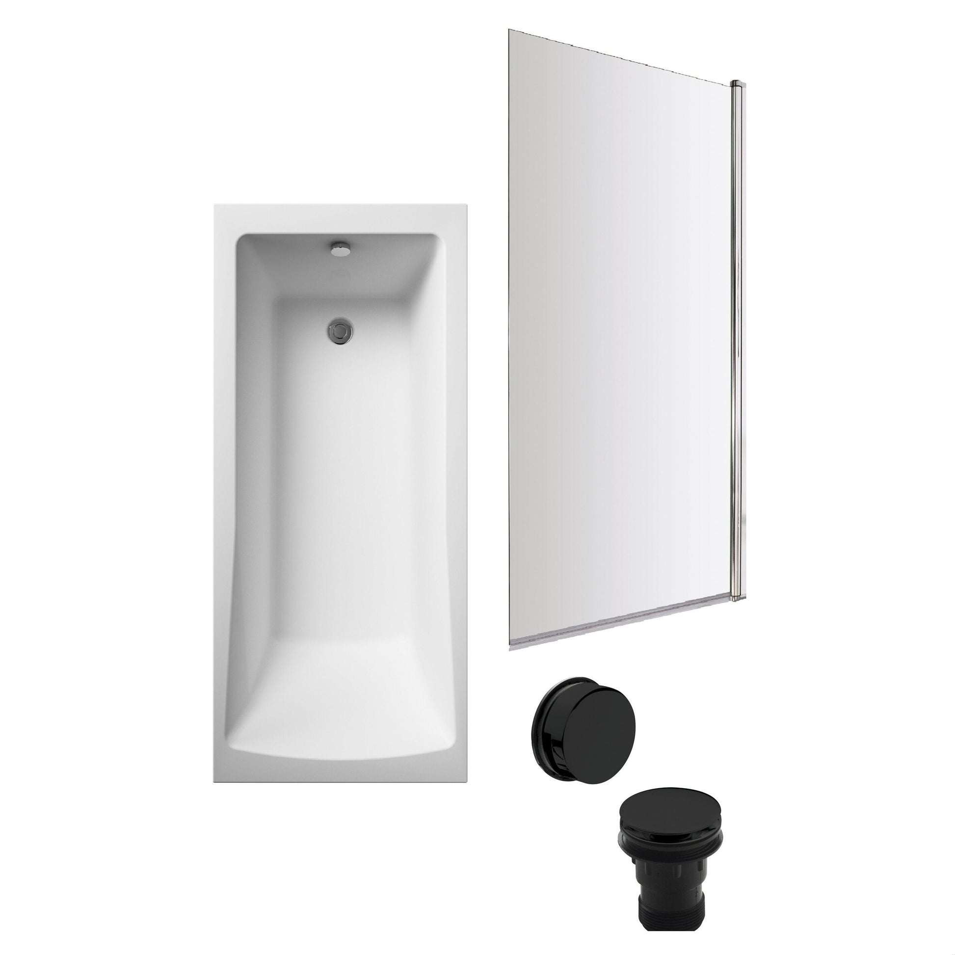 [BBSE60987] Square Single Ended 1700x700 with Leg Set & Chrome Screen & Black Waste - Cutout