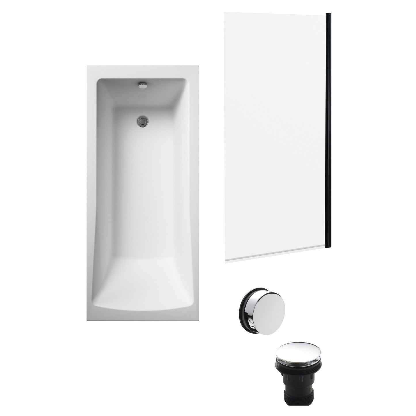 [BBSE60990] Square Single Ended 1700x700 with Leg Set & Black Screen & Chrome Waste - Cutout