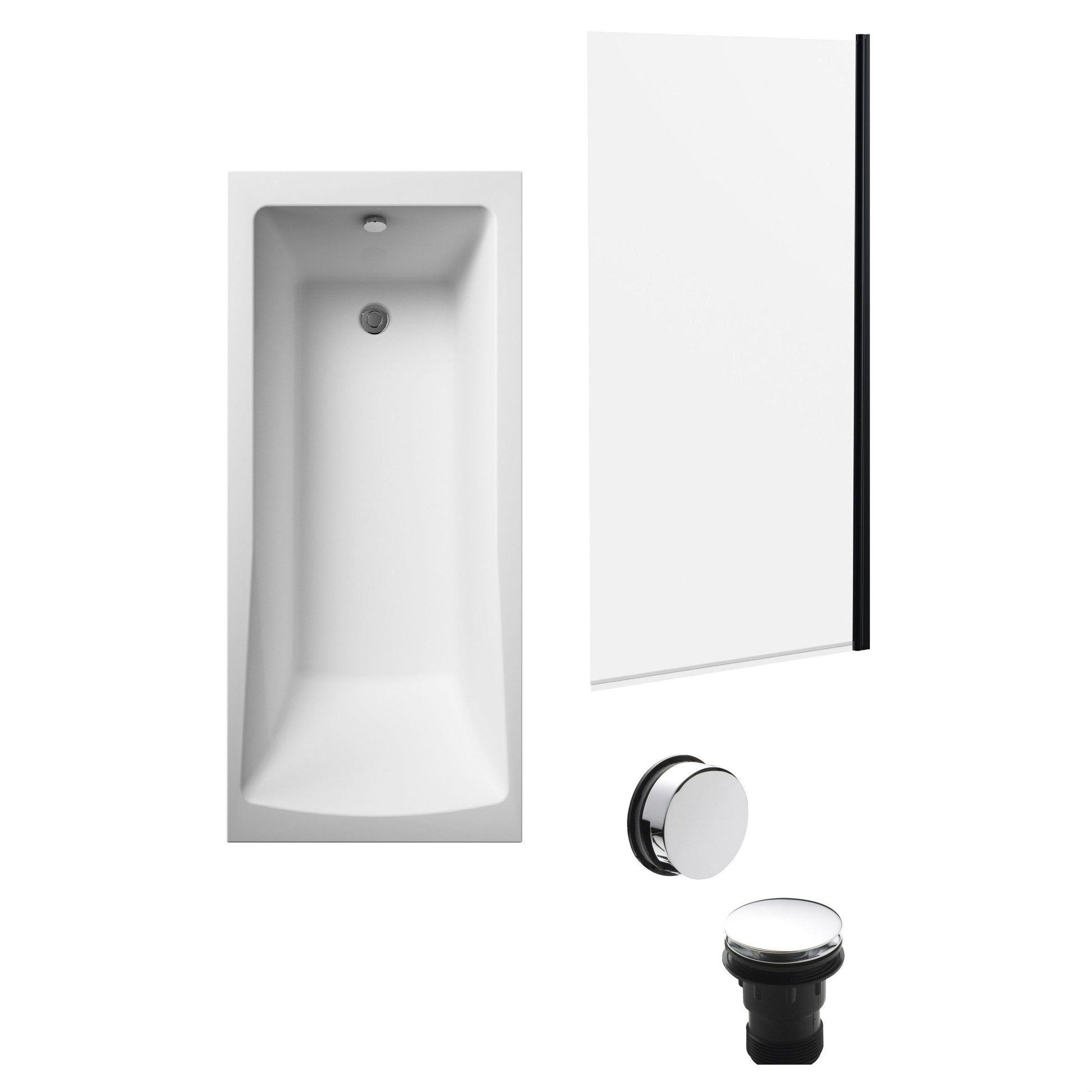 [BBSE60990] Square Single Ended 1700x700 with Leg Set & Black Screen & Chrome Waste - Cutout