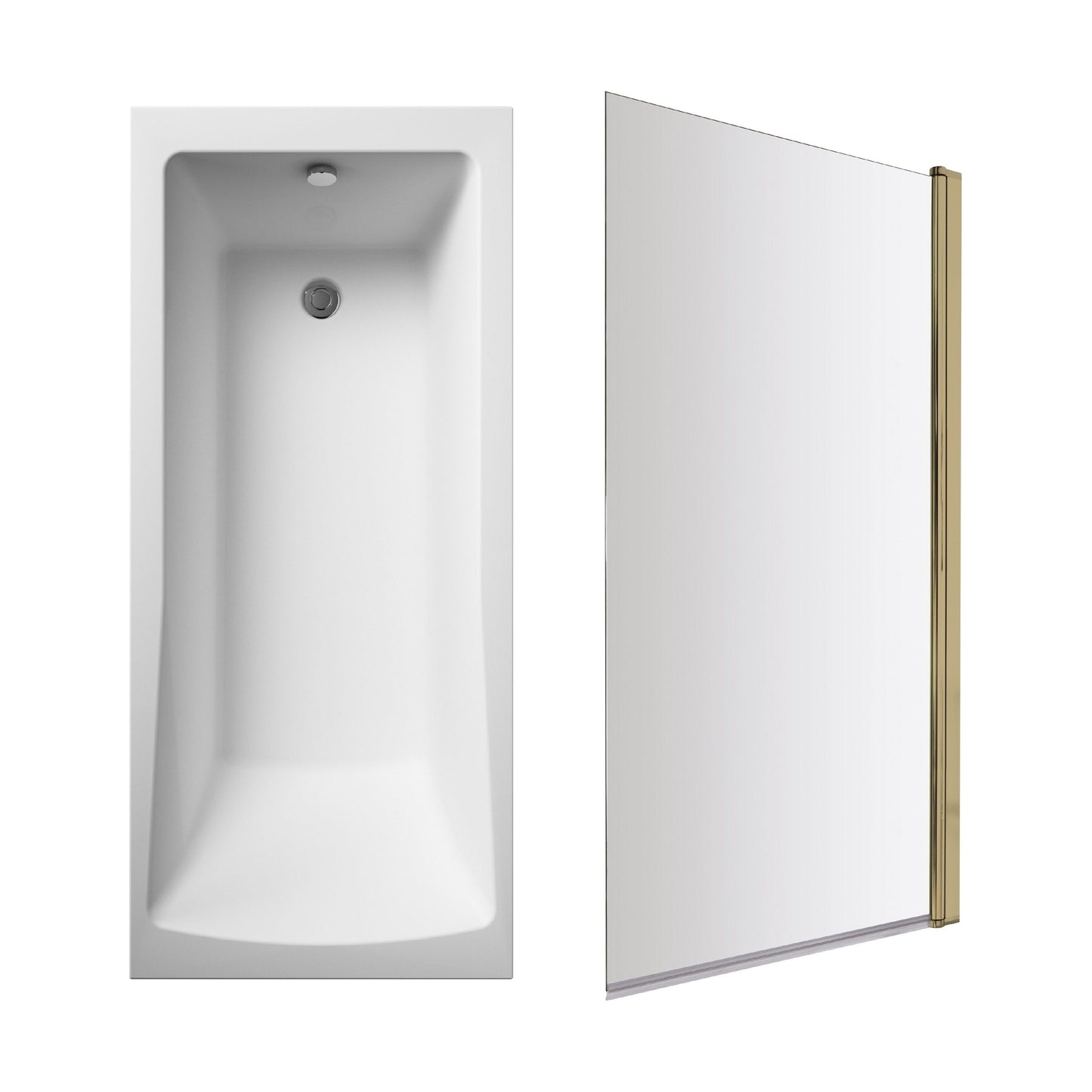 [BBSE60992] Square Single Ended 1700x700 with Leg Set & Brushed Brass Screen - Cutout