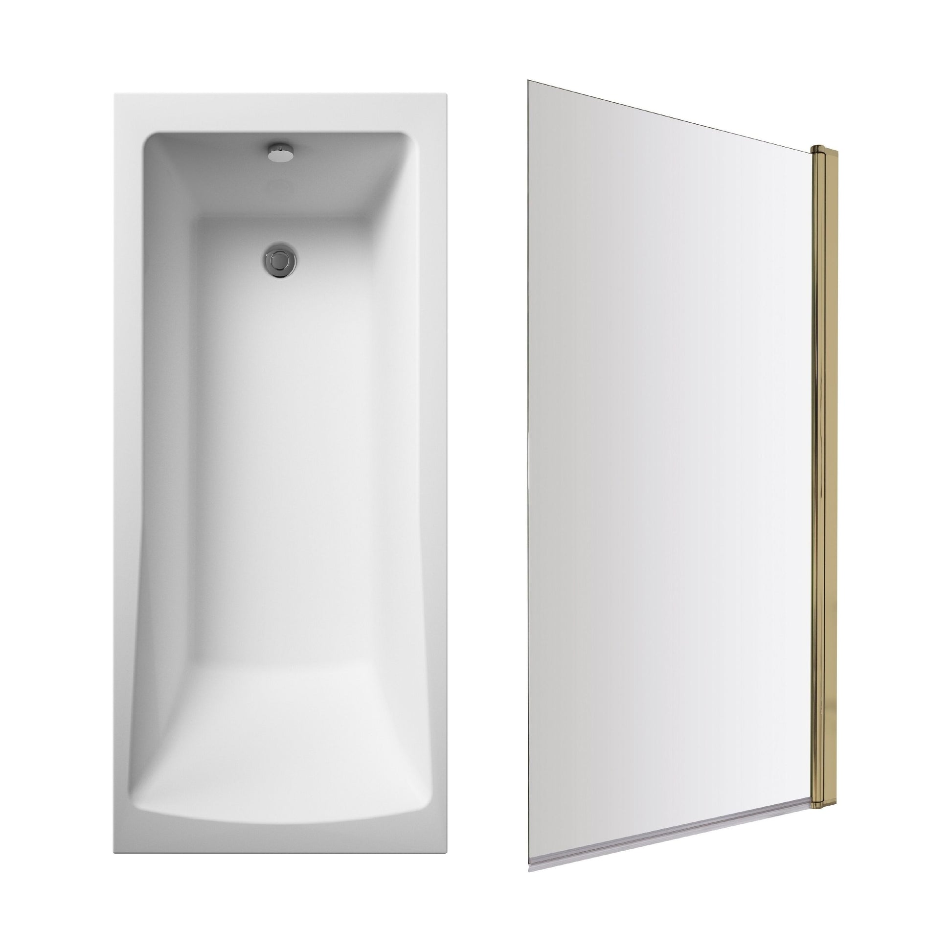 [BBSE60992] Square Single Ended 1700x700 with Leg Set & Brushed Brass Screen - Cutout