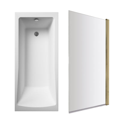 [BBSE60992] Square Single Ended 1700x700 with Leg Set & Brushed Brass Screen - Cutout