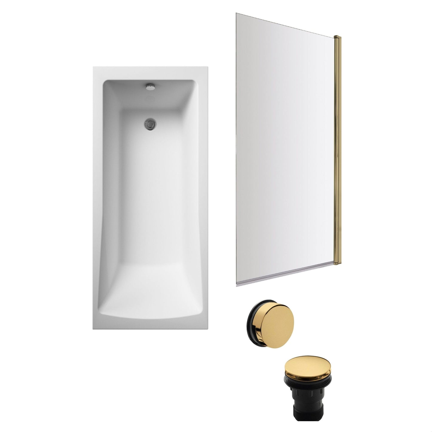 [BBSE60994] Square Single Ended 1700x700 with Leg Set & Brushed Brass Screen & Brushed Brass Waste - Cutout