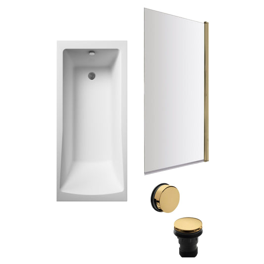 [BBSE60994] Square Single Ended 1700x700 with Leg Set & Brushed Brass Screen & Brushed Brass Waste - Cutout