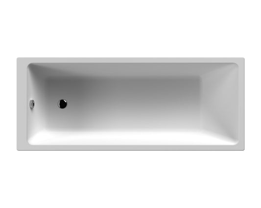 Balterley Modern Square Thin Edge Single Ended Straight Shower Bath with Leg Set, 1700mm x 700mm - White