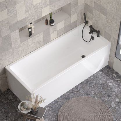 [BBSE809] Balterley Modern Square Thin Edge Single Ended Straight Shower Bath with Leg Set, 1700mm x 700mm - White - Lifestyle 3